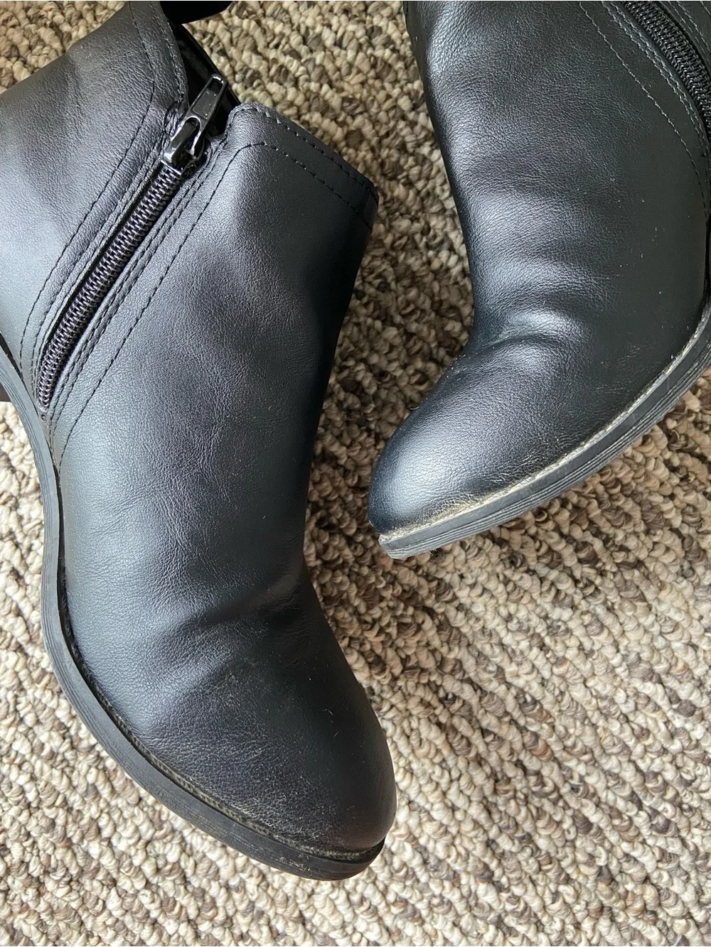 Sun + Stone Women’s Black Leather Ankle Booties